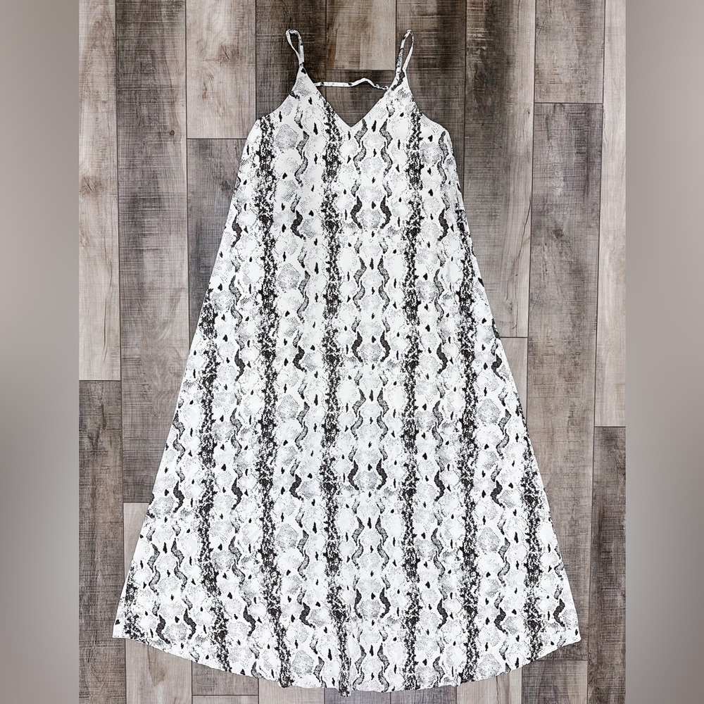 Dark brown snake print A line maxi dress